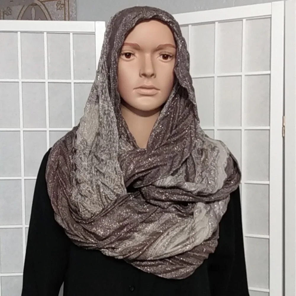 MIXIT Glitter Sparkle Infinity Scarf‎ Loop Wrap Brown/ Gray One Size Women